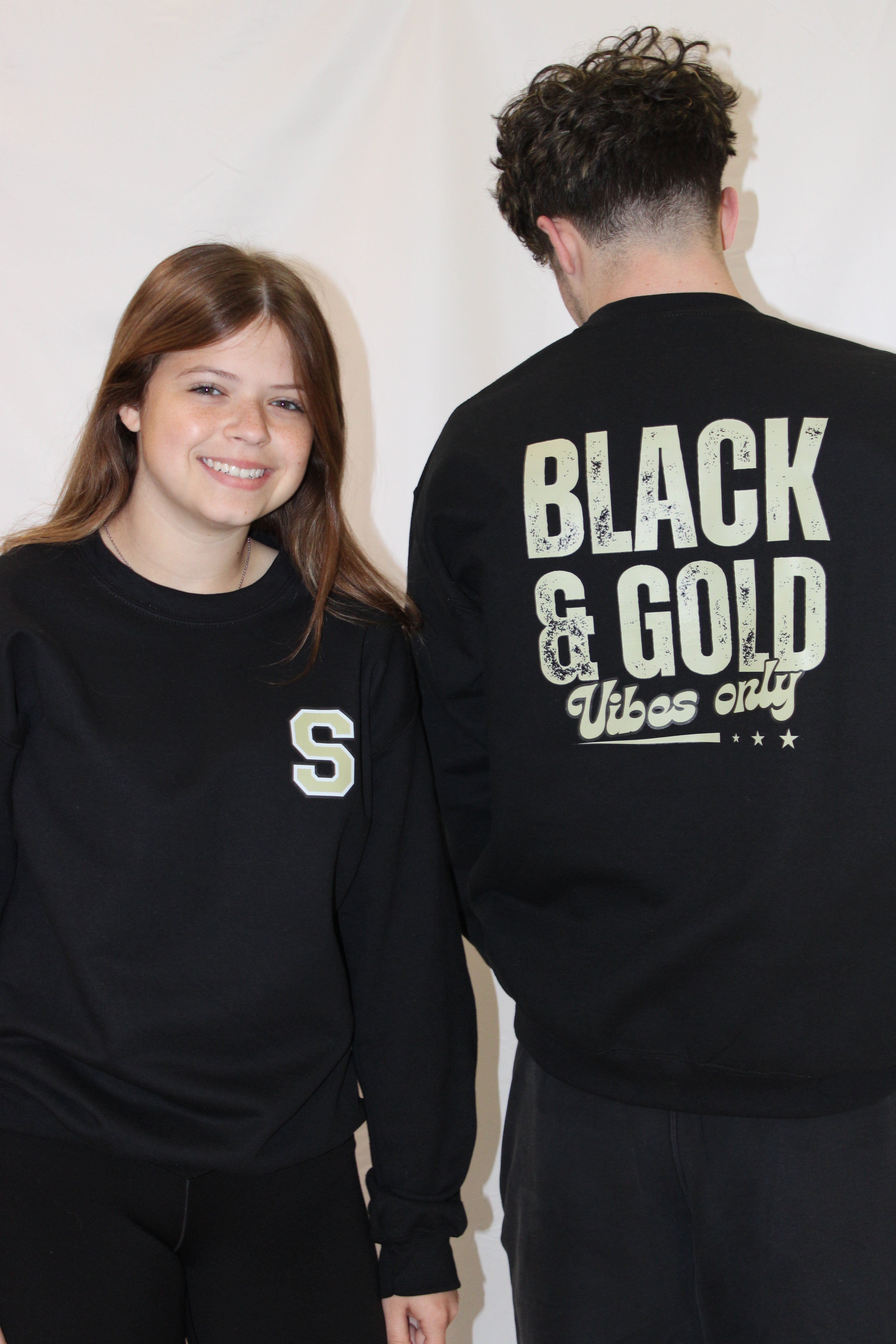 Power S with Black and Good Vibes Back Crewneck