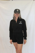 LIMITED STOCK-Black Shorts and Cropped Quarter-Zip Set
